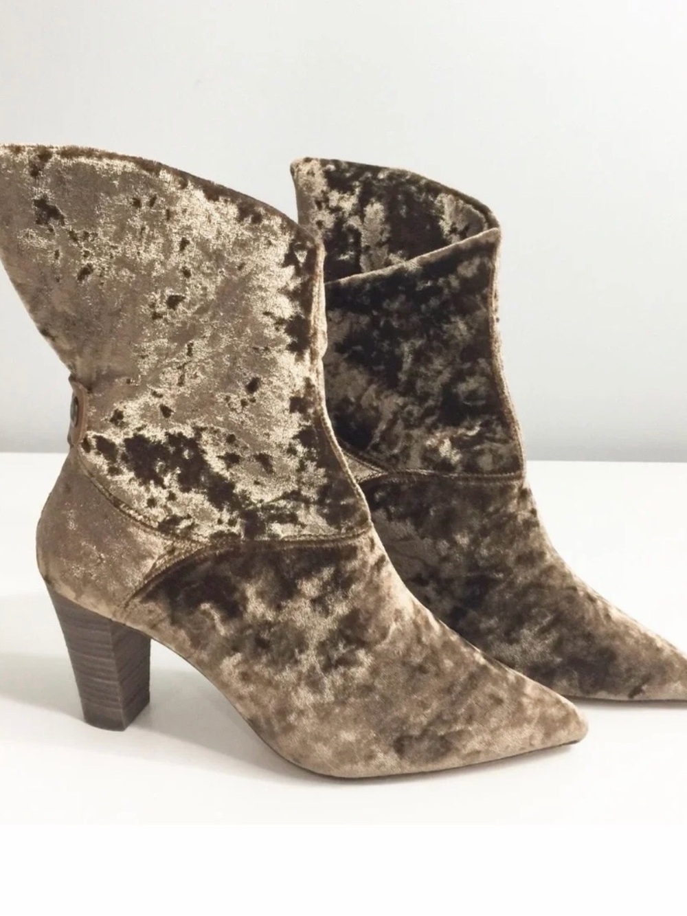 Free People Moonlight Velvet Gold Booties 38 US 7.5